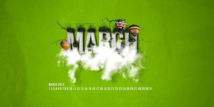 free March desktop calendar